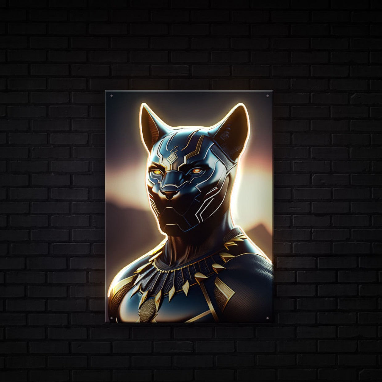 Neon Led Artwork Black Panther