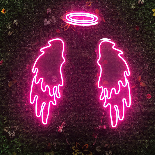 Neon Fuchsia Wings with Halo