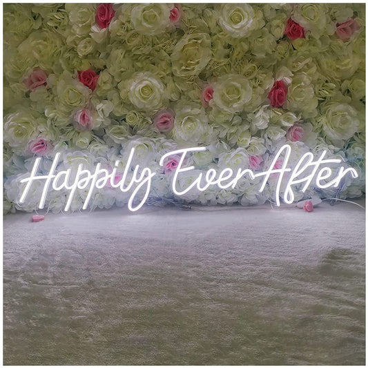 Neón de Texto Blanco "Happily Ever After"